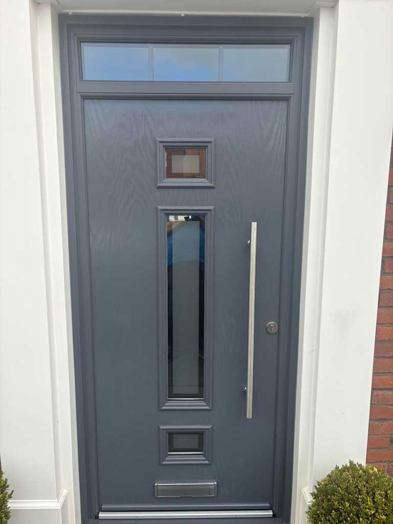 grey composite installation with chrome handle