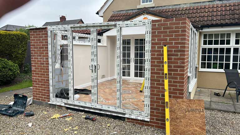 white UPVC Patio sliding door installation