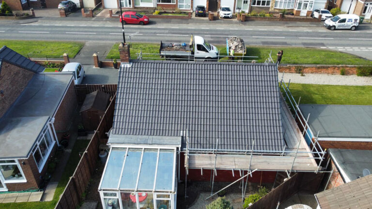 Completed roof installation in Brunton Park