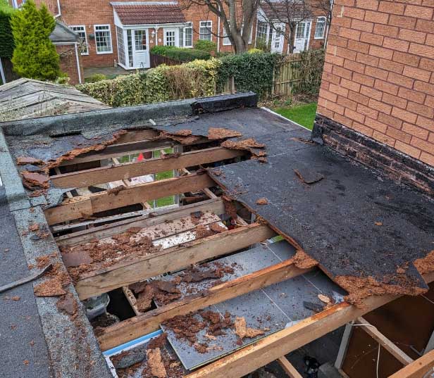 Roof prior to EPDM rubber membrane fitting