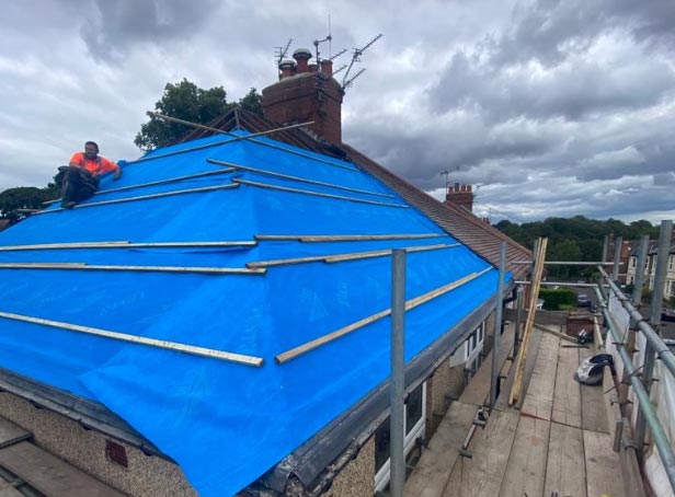 Roof before Spanish slate tile upgrade