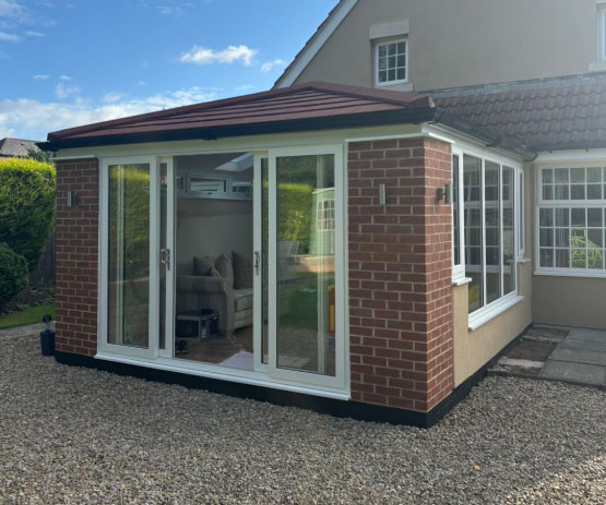 Guardian warm roof being installed on a conservatory in Gateshead to improve thermal efficiency.