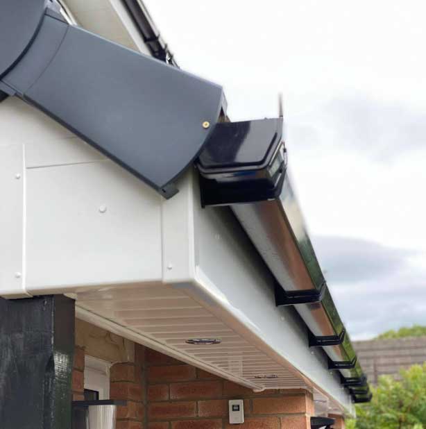cracked UPVC guttering repair and joint reseal in Gateshead
