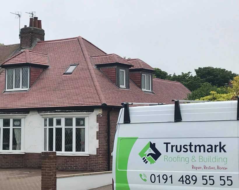 Professional tiled roof repair work carried out on a Gateshead property.