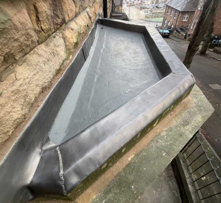 Leadwork repairs around a bay window roof in Gateshead