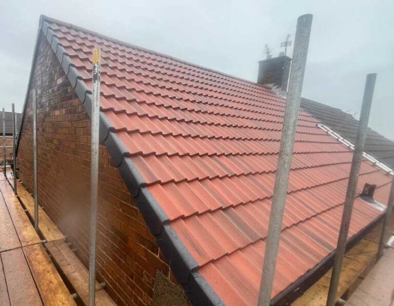 New tiled roof installation on a residential property in Gateshead using clay roof tiles.