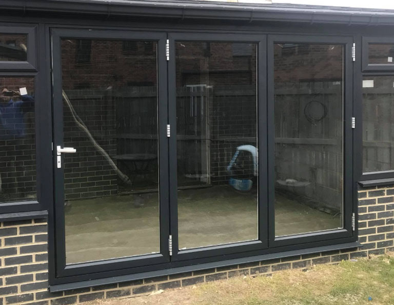 Structural opening prepared for new bifold door installation in Gateshead