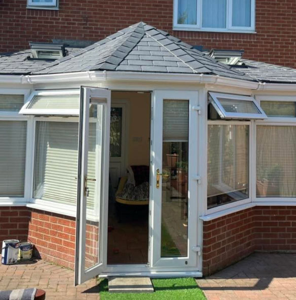 Modern aluminium French door installation for a Gateshead property
